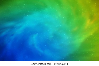Light Blue, Green vector template with space stars. Blurred decorative design in simple style with galaxy stars. Pattern for astrology websites.