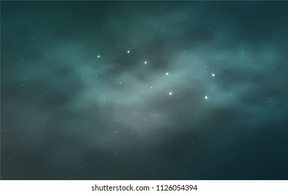 Light Blue, Green vector template with space stars. Shining colored illustration with bright astronomical stars. Template for cosmic backgrounds.