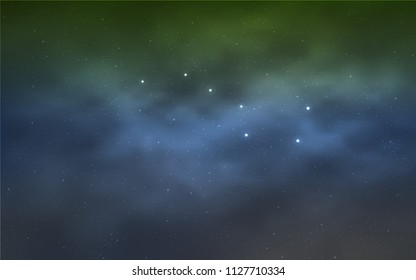 Light Blue, Green vector template with space stars. Shining illustration with sky stars on abstract template. Best design for your ad, poster, banner.
