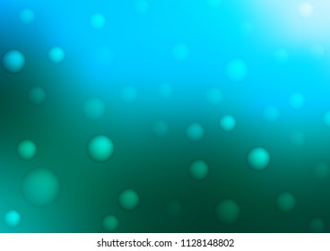 Light Blue, Green vector template with circles. Beautiful colored illustration with blurred circles in nature style. The pattern can be used for ads, leaflets of liquid.