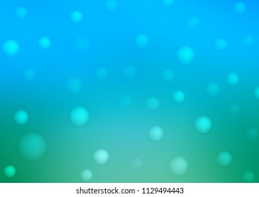 Light Blue, Green vector template with circles. Blurred decorative design in abstract style with bubbles. The pattern can be used for aqua ad, booklets.