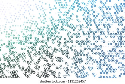 Light Blue, Green vector template with sky stars. Decorative shining illustration with stars on abstract template. The pattern can be used for wrapping gifts.