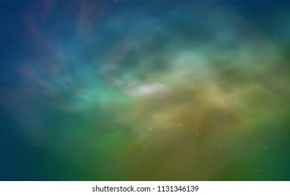 Light Blue, Green vector template with space stars. Blurred decorative design in simple style with galaxy stars. Pattern for futuristic ad, booklets.
