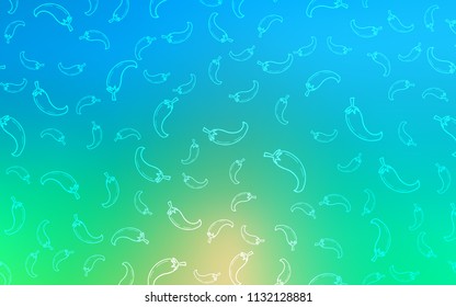 Light Blue, Green vector template with organic peppers. Beautiful colored illustration with peppers in doodle style. Pattern for menu of cafes, bars, restaurants.