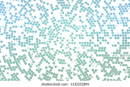 Light Blue, Green vector template with sky stars. Blurred decorative design in simple style with stars. The pattern can be used for new year ad, booklets.