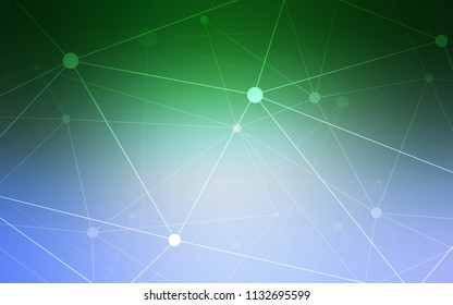 Light Blue, Green vector template with circles, triangles. Glitter abstract illustration with connection of triangle structure. Beautiful design for your business advert.