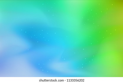 Light Blue, Green vector template with space stars. Space stars on blurred abstract background with gradient. Best design for your ad, poster, banner.