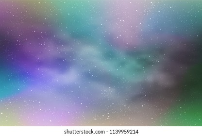Light Blue, Green vector template with space stars. Glitter abstract illustration with colorful cosmic stars. Pattern for astrology websites.