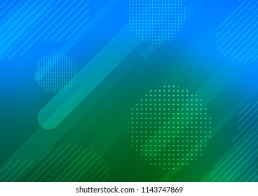 Light Blue, Green vector template with repeated sticks, circles. Glitter abstract illustration with colored sticks, dots. Smart design for your business advert.