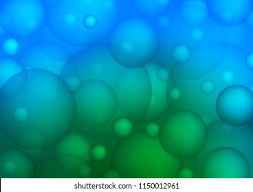 Light Blue, Green vector template with circles. Abstract illustration with colored bubbles in nature style. The pattern can be used for ads, leaflets of liquid.