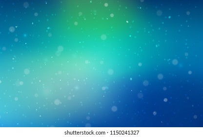 Light Blue, Green vector template with ice snowflakes. Shining colored illustration with snow in christmas style. New year design for your ad, poster, banner.