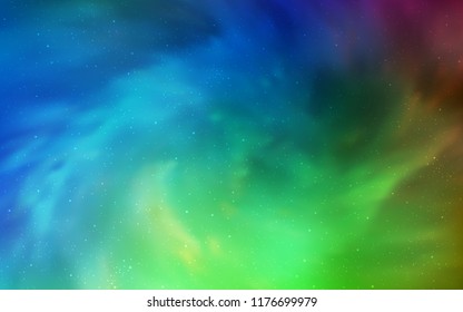 Light Blue, Green vector template with space stars. Shining colored illustration with bright astronomical stars. Pattern for astronomy websites.