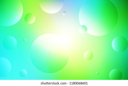 Light Blue, Green vector template with circles. Abstract illustration with colored bubbles in nature style. Pattern can be used as texture of wallpapers.
