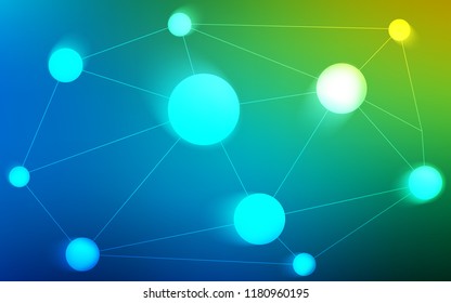 Light Blue, Green vector template with circles, triangles. Glitter abstract illustration with connection of triangle structure. Pattern can be used for futuristic ad, booklets.