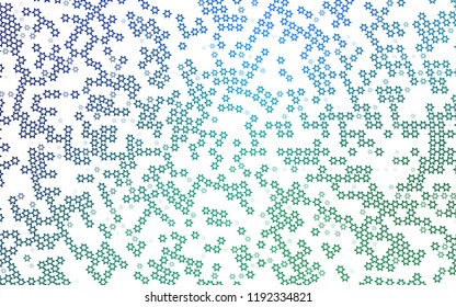 Light Blue, Green vector template with sky stars. Stars on blurred abstract background with gradient. The pattern can be used for wrapping gifts.