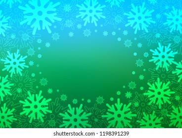 Light Blue, Green vector template with ice snowflakes. Modern geometrical abstract illustration with crystals of ice. New year design for your ad, poster, banner.