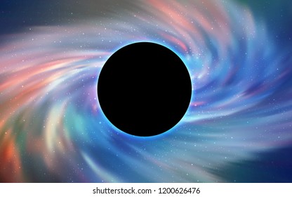 Light Blue, Green vector template with a black hole, space. Abstract illustration with glitter colorful cosmic stars. Pattern for posters, banners of sales.