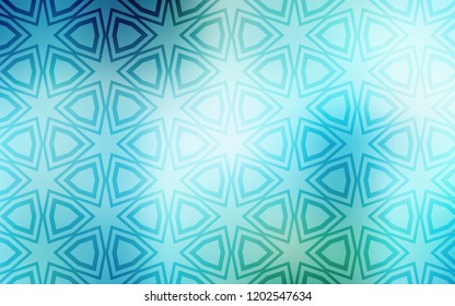 Light Blue, Green vector template with sky stars. Shining colored illustration with stars. Pattern for new year ad, booklets.