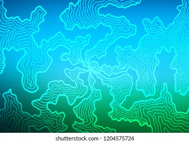 Light Blue, Green vector template with abstract lines. Shining illustration, which consist of blurred lines, circles. Textured wave pattern for backgrounds.