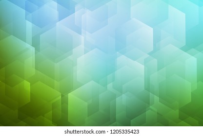 Light Blue, Green vector template in hexagonal style. Colorful hexagons on white backdrop. New design for website's poster, banner.