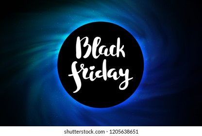Light Blue, Green vector template with a black hole, space. Colorful black hole with shining night sky stars. Pattern for posters, banners of sales.