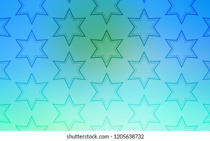 Light Blue, Green vector template with sky stars. Modern geometrical abstract illustration with stars. Pattern for new year ad, booklets.