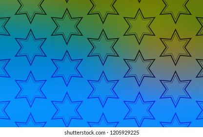 Light Blue, Green vector template with sky stars. Stars on blurred abstract background with gradient. Pattern for new year ad, booklets.