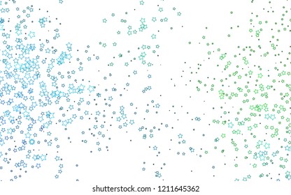 Light Blue, Green vector template with sky stars. Shining colored illustration with stars. Best design for your ad, poster, banner.