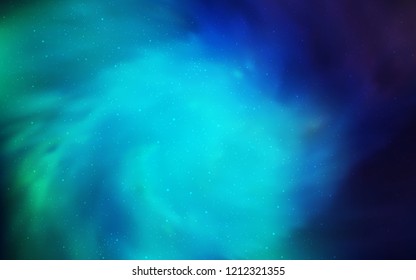 Light Blue, Green vector template with space stars. Blurred decorative design in simple style with galaxy stars. Pattern for astronomy websites.