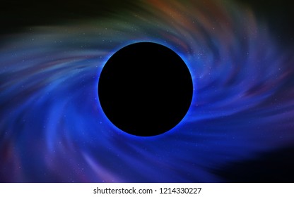 Light Blue, Green vector template with a black hole, space. Abstract illustration with glitter colorful cosmic stars. Template for Black Friday sales.