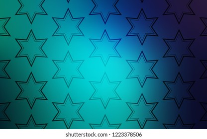 Light Blue, Green vector template with sky stars. Blurred decorative design in simple style with stars. Smart design for your business advert.