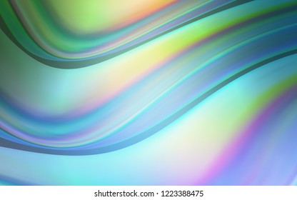 Light Blue, Green vector template with lines, ovals. Shining crooked illustration in marble style. The best blurred design for your business.