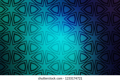 Light Blue, Green vector template with sky stars. Shining colored illustration with stars. Pattern for new year ad, booklets.