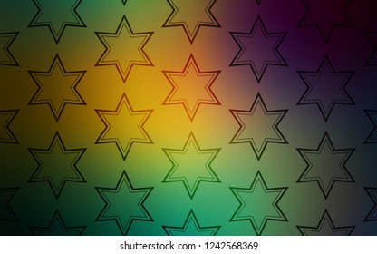 Light Blue, Green vector template with sky stars. Glitter abstract illustration with colored stars. Template for sell phone backgrounds.