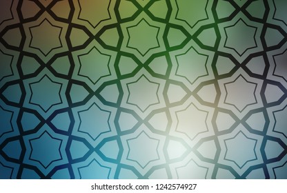 Light Blue, Green vector template with sky stars. Stars on blurred abstract background with gradient. Template for sell phone backgrounds.