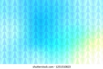 Light Blue, Green vector template with lines, triangles. Triangles on abstract background with colorful gradient. Pattern for booklets, leaflets