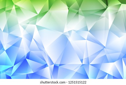 Light Blue, Green vector template with crystals, triangles. Glitter abstract illustration with triangular shapes. Smart design for your business advert.