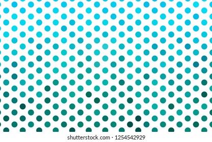 Light Blue, Green vector template with circles. Blurred bubbles on abstract background with colorful gradient. Pattern of water, rain drops.