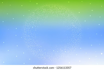 Light Blue, Green vector template with space stars. Space stars on blurred abstract background with gradient. Pattern for astronomy websites.