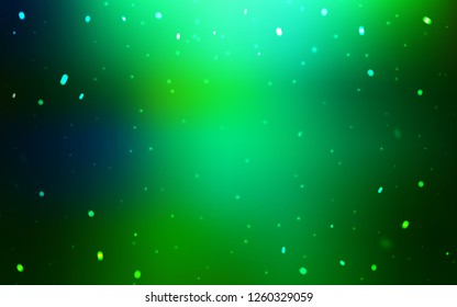 Light Blue, Green vector template with ice snowflakes. Colorful snowflakes with gradient on abstract background. New year design for poster, banner.