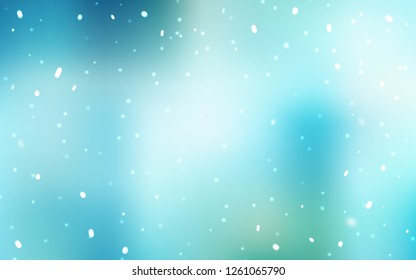 Light Blue, Green vector template with ice snowflakes. Shining colorful illustration with snow in christmas style. New year design for business advert.