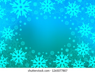 Light Blue, Green vector template with ice snowflakes. Decorative shining illustration with snow on abstract template. New year design for your business advert.