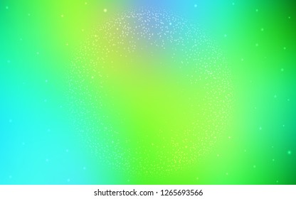 Light Blue, Green vector template with space stars. Shining illustration with sky stars on abstract template. Template for cosmic backgrounds.