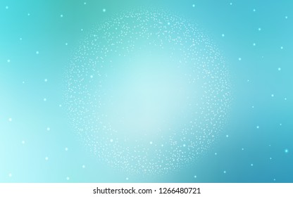 Light Blue, Green vector template with space stars. Shining colored illustration with bright astronomical stars. Pattern for futuristic ad, booklets.