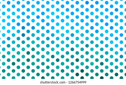Light Blue, Green vector template with circles. Glitter abstract illustration with blurred drops of rain. Template for your brand book.