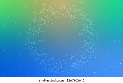 Light Blue, Green vector template with space stars. Glitter abstract illustration with colorful cosmic stars. Best design for your ad, poster, banner.