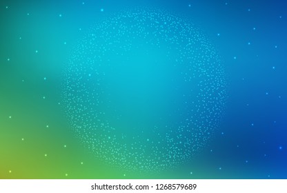 Light Blue, Green vector template with space stars. Space stars on blurred abstract background with gradient. Pattern for astrology websites.