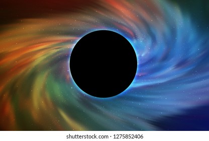 Light Blue, Green vector template with a black hole, space. Colorful illustration of a black hole on a starry backdrop. Pattern for posters, banners of sales.