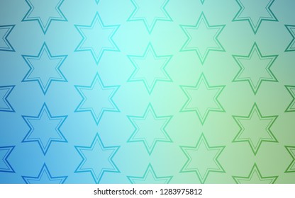 Light Blue, Green vector template with sky stars. Decorative illustration with stars on abstract template. Pattern for websites, landing pages.