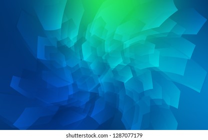 Light Blue, Green vector template in hexagonal style. Illustration of colored hexagons on white surface. Pattern can be used for landing pages.